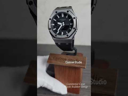 Casioak Mod Black Case Black Rub Purple Time Mark Purple Dials 44mm